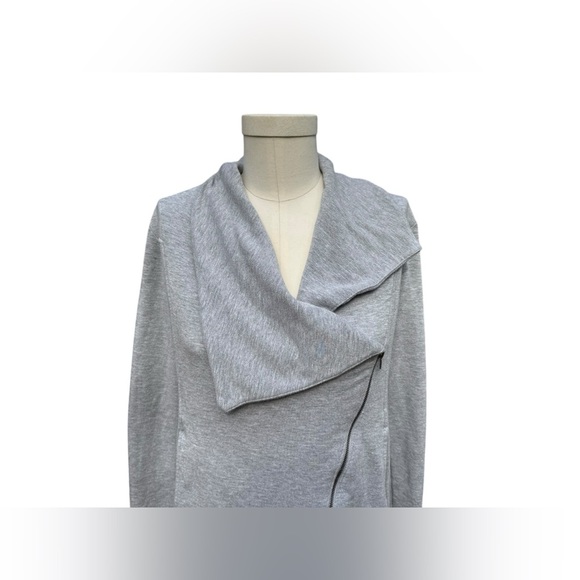 Market & Spruce Antonia Asymmetrical Side Zip Moto Knit Cardigan in Gray, Small - Picture 9 of 12